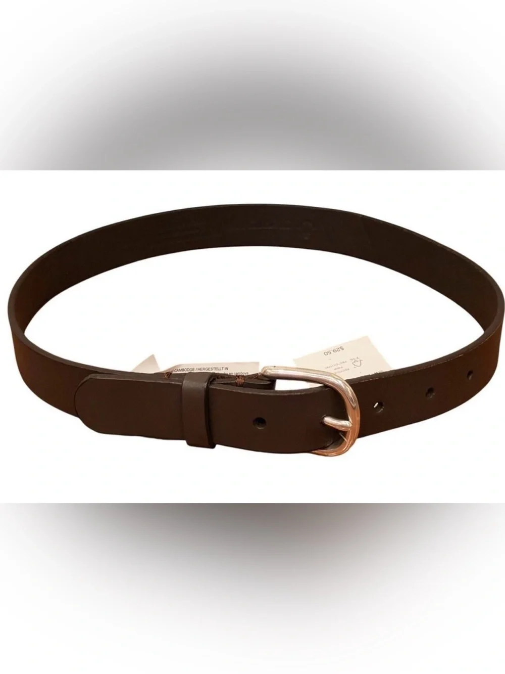 Crewcuts J. Crew Unisex Brown Belt Silver Buckle Genuine Buffalo Leather Size M